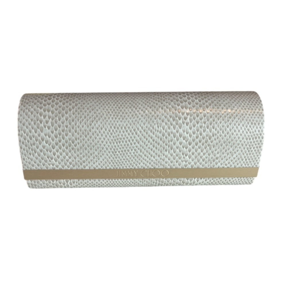 Jimmy Choo Cream Textured Sunglass Case & Cleaning Cloth NWOT